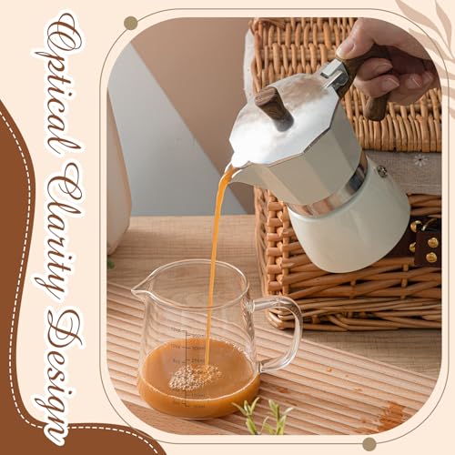 Honeydak 2 Pack 12oz Glass Espresso Measuring Cup for Milk Frothing | Heat Resistant V-shaped Spout, Measurement Markings, Microwave Dishwasher Safe, Gift for Coffee Lovers and Latte Making