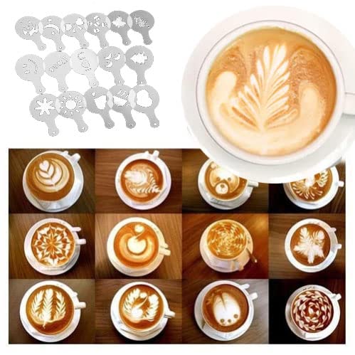 Espresso Milk Frothing Pitcher,12 oz 20 oz,Stainless Steel Milk Jug Frother Cup,With Coffee Decoration Stencils Mold Tool (20 oz, Black) - size: 20oz