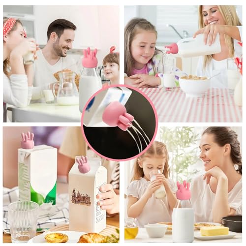 2 PCS Cow Udder Milk Carton Cap, Funny Pink Milking Machine, Teat Hole Boxed Milk Diverter, Efficient Leak Proof Bottle Cap for Boxed, Durable Udder Pouring Lid for Home Kitchen