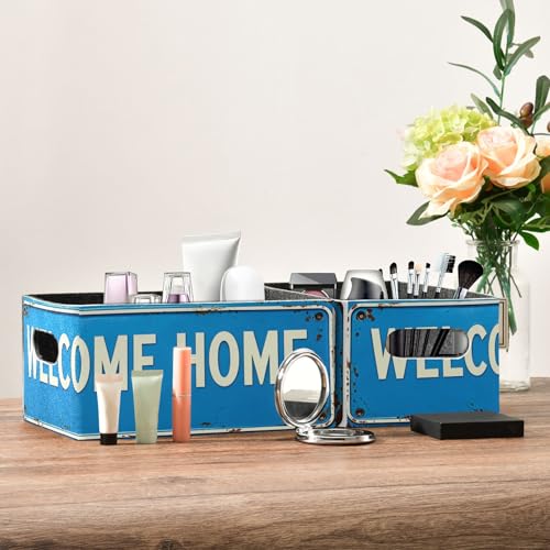 Storage Baskets Felt Foldable Storage Cube Shelf Bins Organizer Box for Kids Toys Office Bedroom Closet Babies Nursery 2-Pack (Welcome Home Blue) - color: Welcome Home Blue