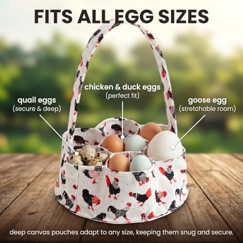 Egg Collecting Basket, Large Egg Gathering Bag for Fresh Chicken Duck Eggs | 7 Pouches Egg Collection Bag for Toddlers Kids Mom, Cute Family Gift, Hold Goose Quail Eggs, Machine Washable, Easy to Carry - color: Color 4