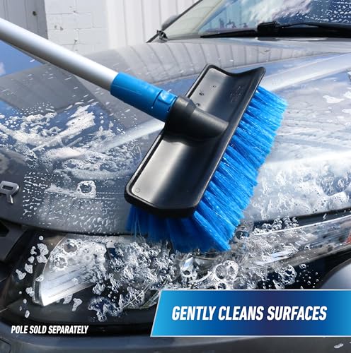 Unger Professional Lock-On HydroPower 10” Bi-Level Soft Wash Brush, Compatible with Waterflow Poles, Outdoor Cleaning Supplies, Great for Patios, Siding, Windows, Cars, and Boats - size: 10 inches (Pack of 1), style: Multi-Angle Wash Brush