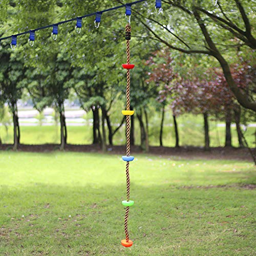 Rainbow Craft 6.5FT Colorful Climbing Rope with 5 Knotted Footholds | 110lbs Capacity, Ages 3+, Rope 78.7in, 5 Colors, For Swing Sets & Slacklines
