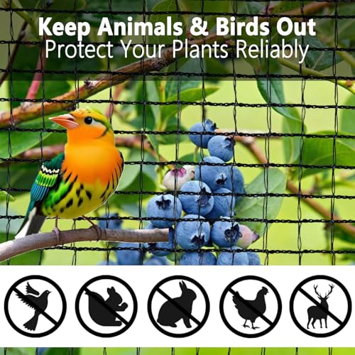 POYEE 7.5x65ft Deer Fence Netting, 1/2-inch Square Mesh Bird Netting | Animal Barrier for Garden, Vegetables, Fruit Trees, Blueberry Bushes, Strawberries – Protects against Deer, Chickens, Poultry - size: 7.5x65ft