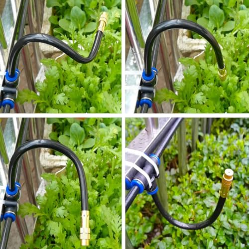 Mist Cooling Automatic Irrigation System-Misting System 33FT Misting Line & 10 Brass Misting Nozzles-Water Hose Mister Kit Sprinkler System for Outside Patio Outdoor Garden Greenhouse Trampoline Pool