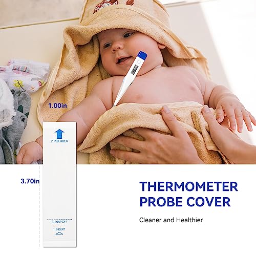 Berrcom Disposable Digital Thermometers Probe Covers Set of 100 Oral Rectal Thermometer Probe Cover Universal Thermometers Sleeves for Adult and Kids - color: White