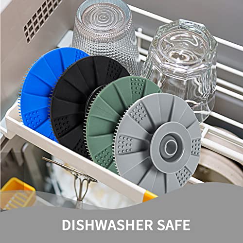 Silicone Dish Scrubber, Non-Scratch Scrub Spong for Washing Dish, Pot, Pan | Kitchen Silicone Sponge, Fruit & Vegetable Cleaning Brush, Reusable Dishwashing Scrubber, Suction Up Hang, 1 Pack, Gray - color: 1pcs Gray