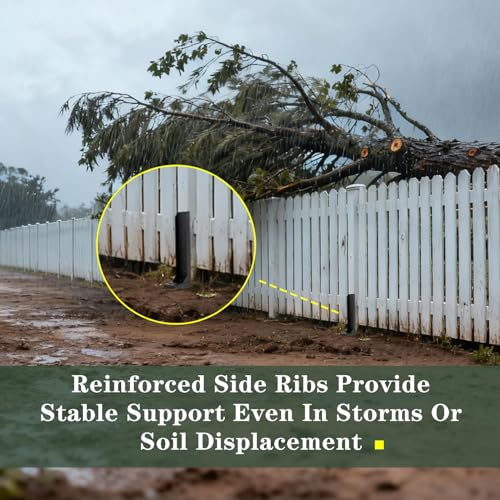 4 Pack Fence Post Repair Kit, Thickened Fence Post Anchor Ground Stakes | 31.5 Inches, Post Supports for 4x4 Ground, Fence Support Brackets, for Broken/Leaning/Tilted Wooden Fence