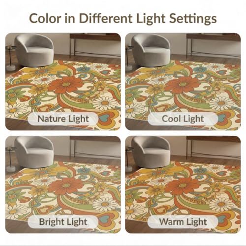 6'x9' Washable Groovy Heart Area Rug, Cream Non-Shedding Pet Friendly Room Rug Foldable Easy Care Carpet for Queen Size Bedroom, Under Bed, Master Suite | Ref:1969519 - color: Beige/Pattern 27, size: 6' x 9' (Rectangular)