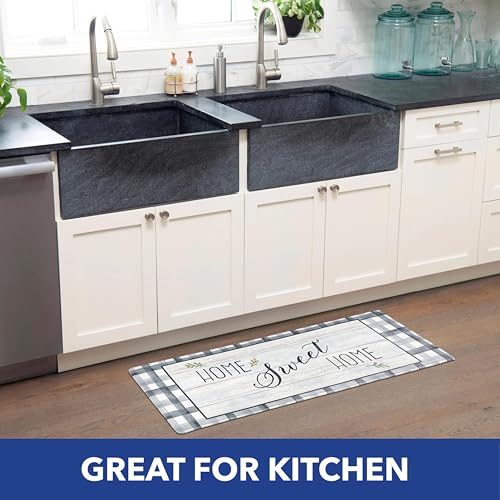Home Dynamix SoHome Cozy Living Shiplap Anti-Fatigue Kitchen Mat, Home Sweet Home, 17.5"x30" - color: Grey/Green, size: 18"L x 18"W x 0.5"Th