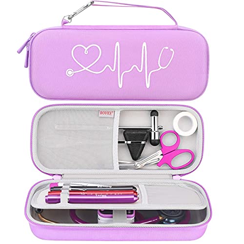 BOVKE Stethoscope Case for 3M Littmann Classic III Monitoring, Lightweight II S.E, Cardiology IV Diagnostic, MDF Acoustica Stethoscopes, Extra Room for Nurse Essentials and Medical Supplies, Purple - color: Purple