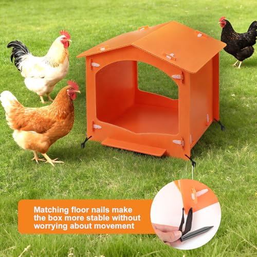 Chicken Nesting Boxes Egg Laying Nest Box for Chicken Coop, Easy to Assemble & Versatile Use for Hens, Ducks, Orange 3 Packs