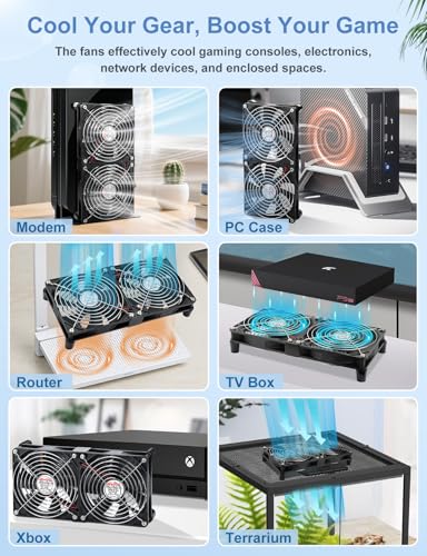 Wathai 140mm x2 USB Computer Cooling Fan 2 in 1 with Speed Control | for PC Computer Cabinet PS5 Xbox AV Receiver Cooler - size: 140x25mm (5V)
