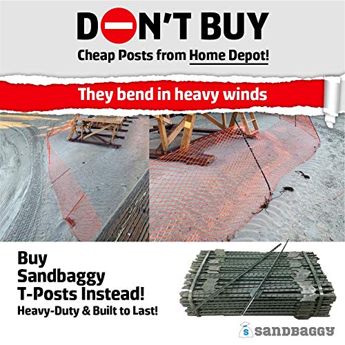 Sandbaggy Green Fence T-Post 5 Feet Length - for Securing Fencing or Safety Fence (800 Posts)