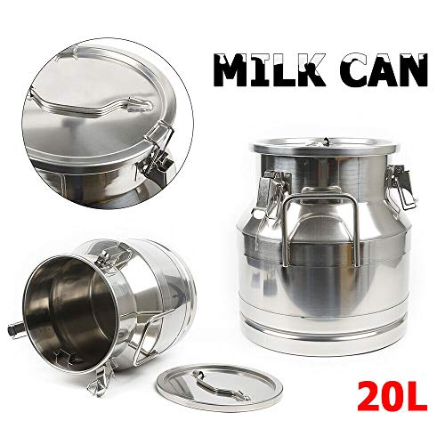 20L/5.25Gal Milk Cans-Stainless Steel Milk Transport Barrels Pail Milk Bucket Jug Oil Barrel Wine Barrel Canister Silicone Seal Barrels - size: 20L