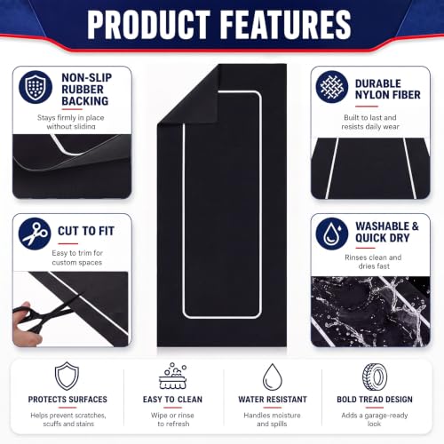 Drydiet Motorcycle Mat Garage Floor Rug Washable Parking Mats for Garage Floors Non Slip Oil Absorbent Pad Rubber Backing Layer Protects Floor(Basic Style,78 x 31 Inch) - size: 78 X 31 Inch, style: Basic Style