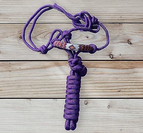 Majestic Ally Padded Beaded Nose Braided Rope Halter with 10' Matching Lead - Purple Full - color: Purple