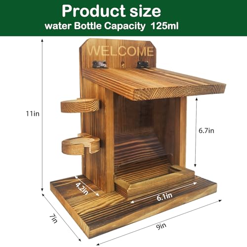 LSCQYYCC-Squirrel Feeder, Squirrel Picnic Table Feeder with Water Feeder, Wooden Squirrel Feeders for Outside, Squirrel House for Corn Peanut