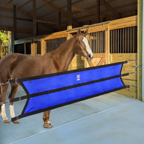 Harrison Howard Stall Guard for Aisle Home Barn Use with Sturdy Spring Hooks and D-Rings Adjustable Straps Aisle Stall Guard for Horses Blue - color: Blue