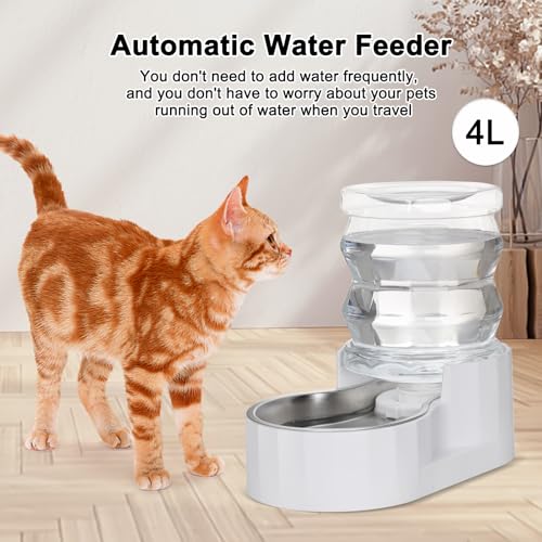 RIZZARI 4L Gravity Cat Water Dispenser: Filtered Water for Kittens | Apartment-Friendly Size/Cleaner Water Every Day/Perfect for Small Pets/Less Frequent Refills/Quick Daily Cleaning - color: White, size: 4L