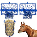 Yaocom 2 Set Blue Wall Mount Hay Feeder for Horses Goats Heavy Duty Hay Rack with Net Slow Feeder Wall Mounted for Stall Barn, Easy to Install and Save Hays (Square) - color: Blue