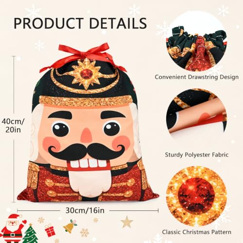 KzgtY Christmas Nutcracker 2PCS Gift Bags with Drawstring, 16 x 12 Inch Reusable Present Sacks for Christmas,Brithday, Holidays,Parties & Gift Packaging - color: Christmas Nutcracker
