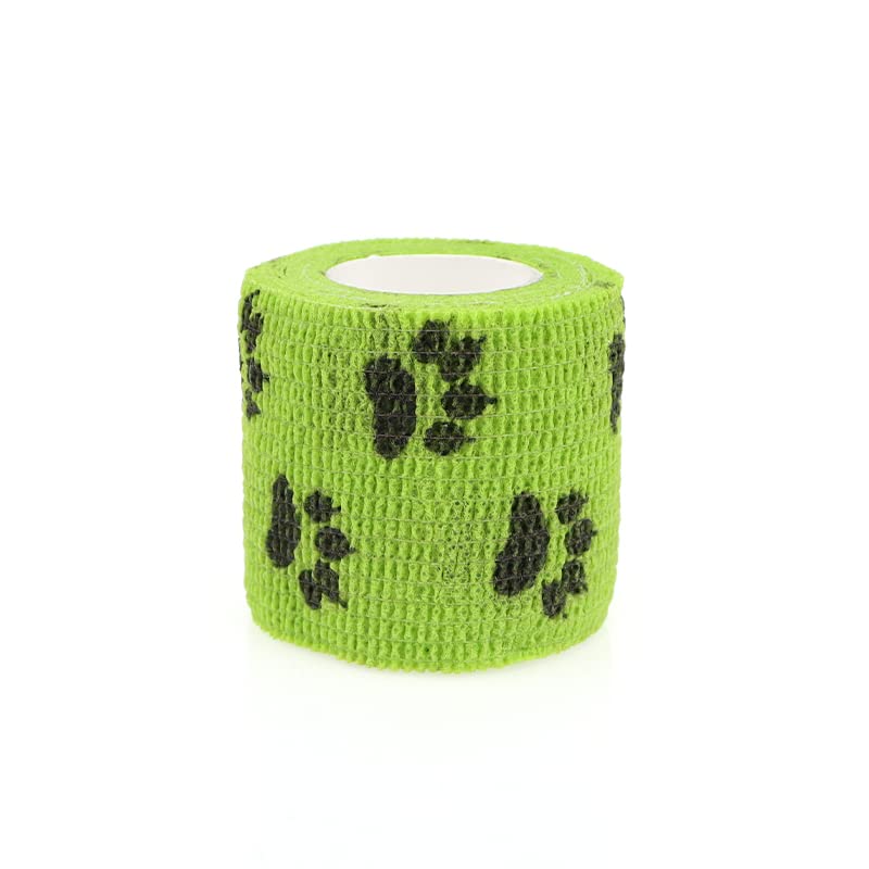 Self Adhesive Bandage Wrap Animal Cohesive Bandage Self Adherent Wrap First Aid Tape for Dogs Cats Horses Birds & Wrist Healing Ankle Sprain (2 Inch Mixed Cat Paw 6 Rolls) - color: 2 Inch Mixed Cat Paw 6 Rolls