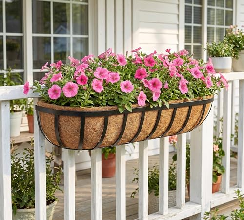 Y&M 3PCS 48" Horse Trough Coco Liners for 48 Inch Window Deck Box, Large Pre Formed Replacement Coco Liner for Window Box Planter - size: 48in 3Pcs