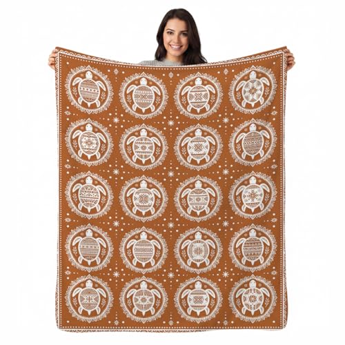 Rustic Orange Turtle Throw Blanket, Soft Flannel Fleece 50" x 60" | Yujiiso Rustic Orange Turtle Blanket Lightweight Decor for Living Room, Bedroom, Office and Travel, Home Decor Gift - color: Rustic Orange Turtle, size: 50"x60"