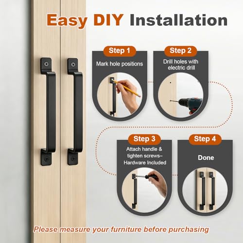 Barn Door Handles Heavy Duty Rustic Gate Handle 2 Packs,7.4 inch Sliding Door Pulls for Indoor/Outdoor Gate,Shed,Sliding,Garage,Closet,Drawer