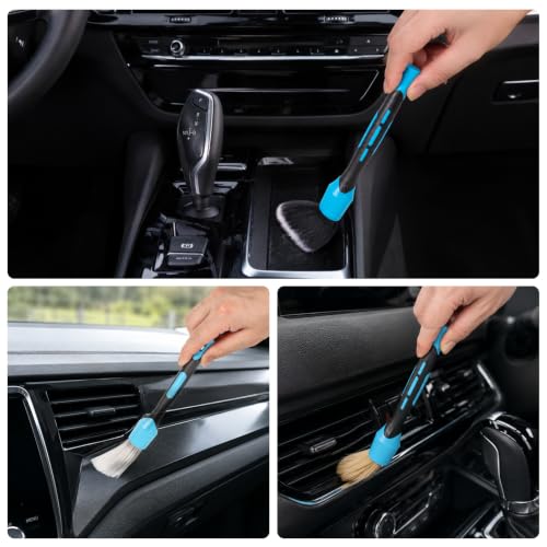 Car Interior and Exterior Soft bristles Detail dust Brush Interior dusting Brush Dashboard Cleaning Brush Home Office dusting Tools+ Double-Sided Suede Cleaning 11 Pack Kit - color: Mixture