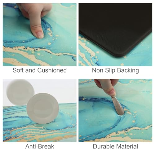 MAYHMYO Anti Fatigue Kitchen Mat for Floor Set of 2, 17.3"x 29"+ 17.3"x 59" | Comfort Mats, Cushioned, Non Slip, Waterproof Kitchen Rugs, Standing Mats, House, Sink, Office - color: Teal, size: 29"L X 17.3"W X 0.4"Th + 59"L X 17.3"W X 0.4"Th