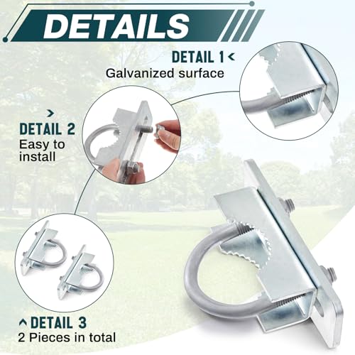 2 Pcs Chain Link Fence Adjustable Galvanized Gate Latch Stopper Stop Fits for 1-3/8"- 2" Latches Gates, Fences, Pool Enclosures, Farm