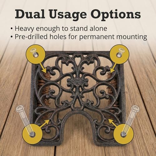 Lulu Decor, Cast Iron Boot Scraper with Brush, Antique Black