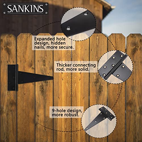 10 Inch T-Strap Shed Door Hinges Heavy Duty, Black Tee Hinge for Wooden Fences, Yard Door, Barn Door Gates, Wrought Hardware Rustproof, 4PCS - color: 4 pcs, size: 10 Inch