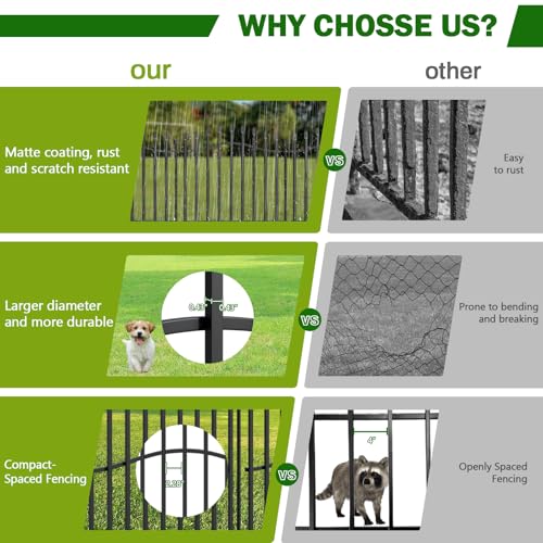 No Dig Garden Fence 24" H x 22.5'L Decorative Yard Dog Outdoor Panels - size: 24 in(H)