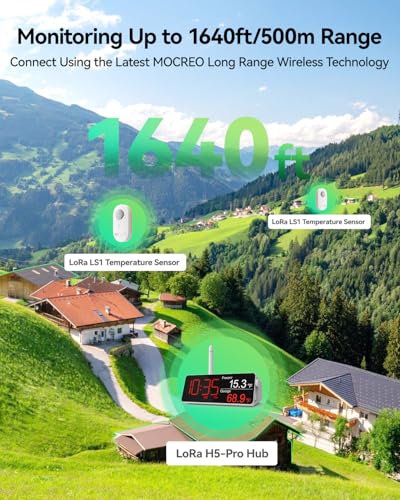 LS1 Long Range Thermometer Freezer Alarm, IP66 Waterproof, App Email Alert, 2 Years Data Logging, Remote Temperature Sensor for Fridge, RV, Greenhouse, Animals (H5Pro or H6Pro Hub Required)
