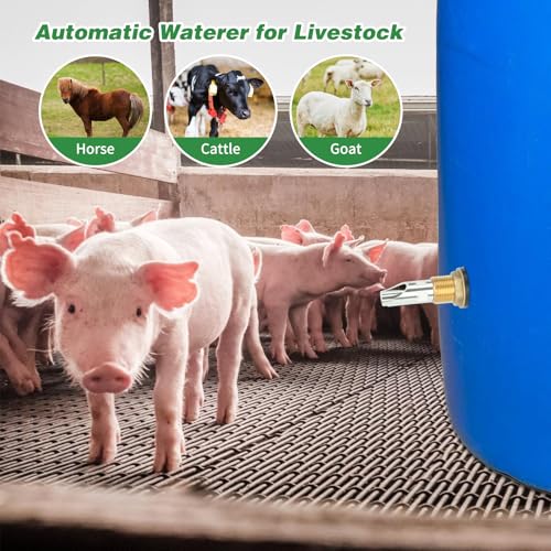 4 Pack Pig Waterer Nipples, Hog Water Nipples for Barrels Kit | Automatic Pig Nipple Waterer Kit,304 Stainless Steel, Touch-Activated Flow, PTFE Tape and 28 mm Hole Opener, Pigs and Goats