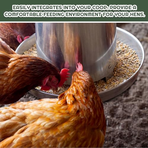 Reallnaive 2 Pack 10 Lb/2 Gallon 304 Stainless Steel Chicken Feeder, Metal Hanging Poultry Feeder No Waste for Ducks, Hens, Heavy Duty Coop Feed Outdoor