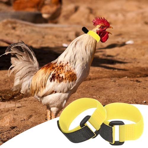 M METERXITY 10-Pack Rooster Collars, 8.07" x 0.79" Adjustable Soft Polyester Anti-Noise Neck Belt for Chickens and Poultry Birds, Noise Control Collar [Yellow] - color: Yellow