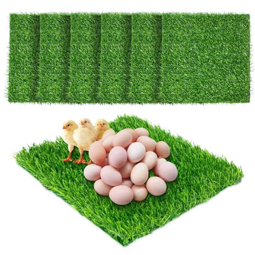 Chicken Nesting Pads, 12x12 Washable Artificial Grass Mat for Chicken Coop, Reusable Pet Garden Turf with Rubber Backing (6PCS) - color: 6PCS