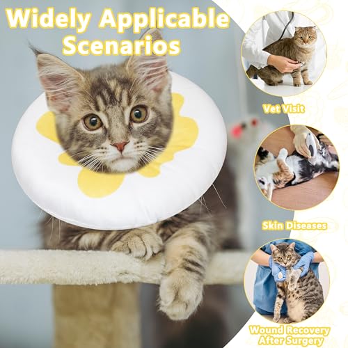 Cat Cone Collar Soft, Adjustable Cat Recovery Cone (Egg, M) | Stop Licking, Cute Kitten Donut Collar After Surgery, Elizabethan Collars for Kittens, Lightweight Cats Neck Cones - color: Egg, size: Medium