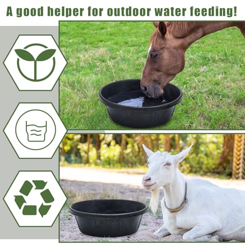 Sadnyy 5 Pcs 8 Quart/ 2 Gallon Rubber Feeder Pan, Rubber Feed Pan Utility Horse Feed Bucket Dog Bowl Horse Feeder for Cats Dogs Goats Chicken Dust Bath Container Animal Feeding, 14.57 x 4.5 inches - size: 8 Quart/ 2 Gallon