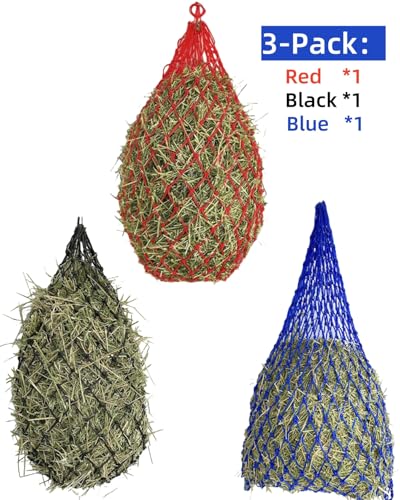 3PCS Hay Net for Horses, Slow Feed Hay Bag, Hanging Hay Feeder for Horses, Goats, Sheep