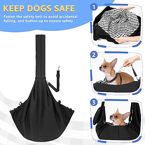 SlowTon Dog Carrier Sling - Thick Padded Shoulder Strap Adjustable, DB, S | Dog Carriers for Small Dogs, Puppy Carrier Purse for Pet Cat with Front Zipper Pocket Safety Belt Machine Washable - color: E-Ink Knitted Fabric