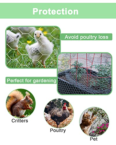 Garden Poultry Black Chicken Wire - 16.5 '' × 590 '' Chicken Wire for Crafts, Garden Fence Animal Barrier, 1 inch Mesh Poultry Netting Fence, Pet/Rabbit/Chicken Wire Fencing - size: 16.5 inch x 49.2 Ft