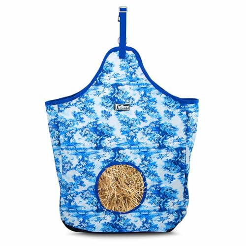 Jeffers Expression Top Loading Hay Bag for Horses & Livestock – Durable 600 Denier Hanging Hay Feeder, Water Resistant with Mesh Bottom, Easy Hanging Snap for Stall, Trailer, Travel, Equestrian Toile - color: Equestrian Toile