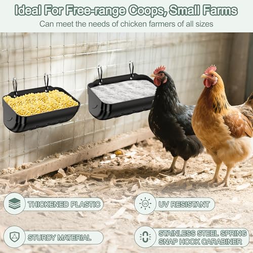 Goat Feeders Hanging Poultry Feeder Trough for Livestock, 6*3.5 Quart Black | Goat Feeder, Hanging Chicken Waterer Feeder - size: 6*3.5 Quart