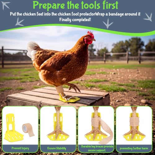 Xuhal 8 Pack Poultry Leg Support Kit with Toe Separator & Bandage 4 Sizes Chicken Splint for Broken Feet & Curled Toes Fixing Fractures, Curled Toes, Bumblefoot in Ducks, Chickens, Geese(Yellow) - color: Yellow