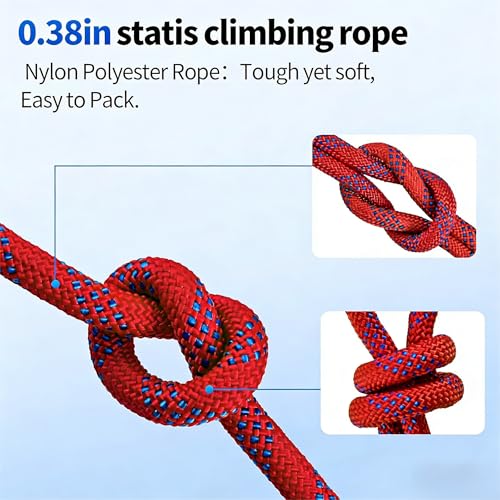 100ft 3/8 Inch Climbing Rope, Heavy Duty Arborist Rope(Red) - size: 3/8in-100ft-Red